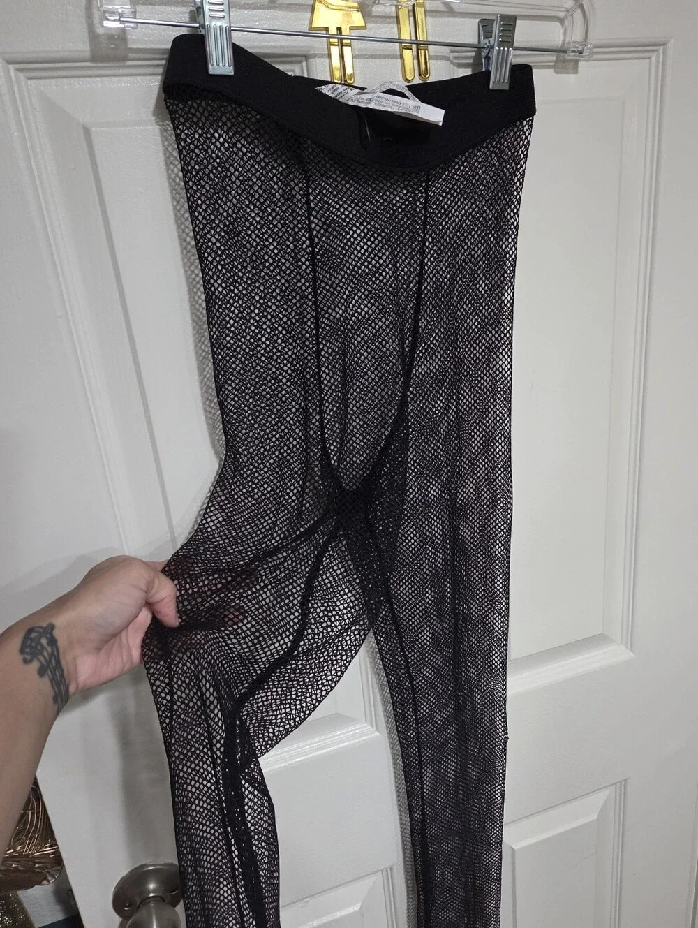 Zara Black Fishnet Tights Hosiery Leggings Small NWOT